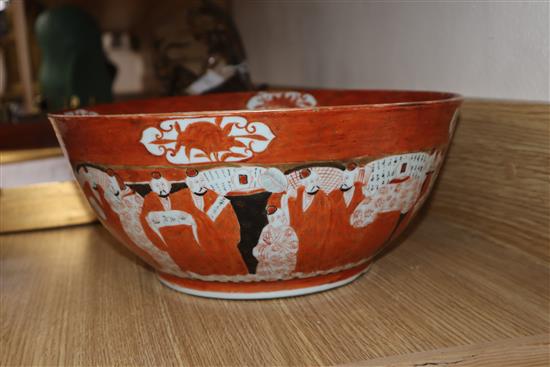 Three various Japanese bowls largest diameter 30.5cm